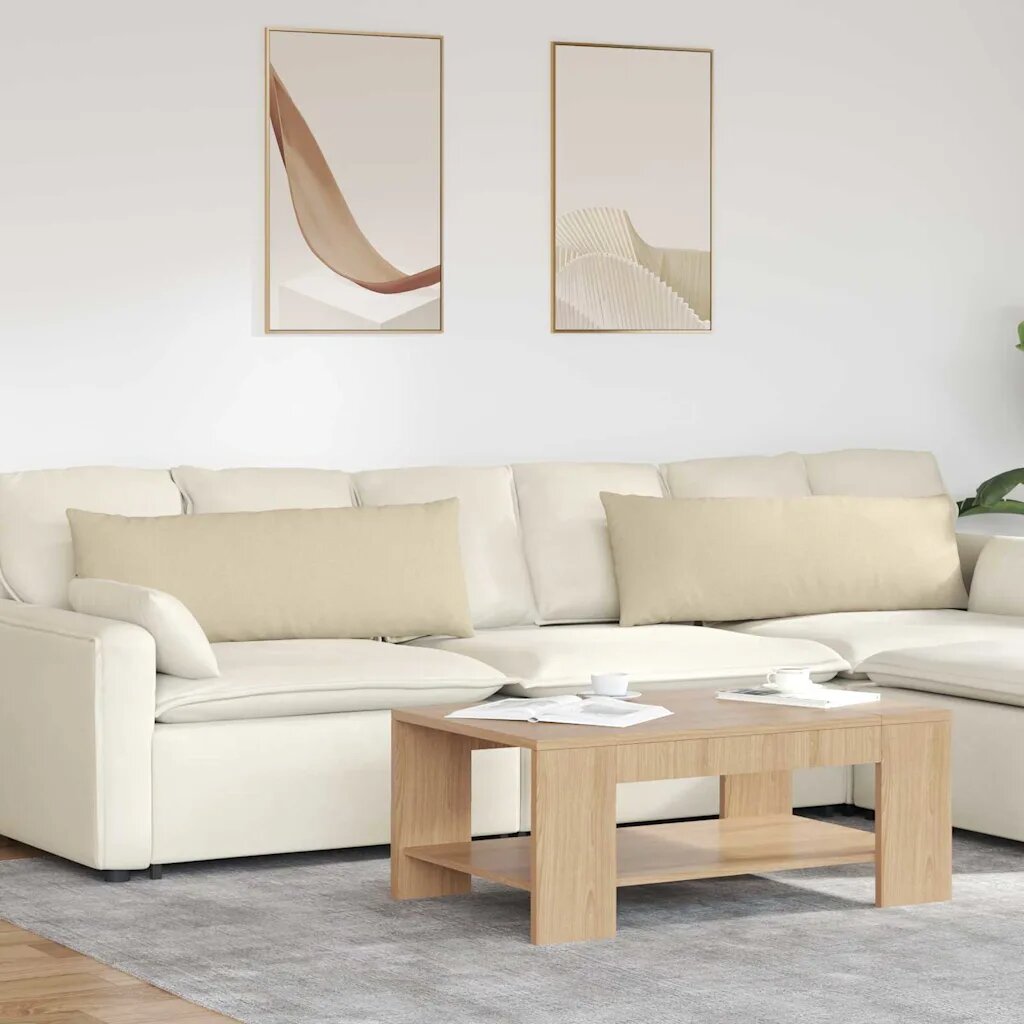 vidaXL Диван възглавници 2 бр. текстил Крем 120 x 40 cm