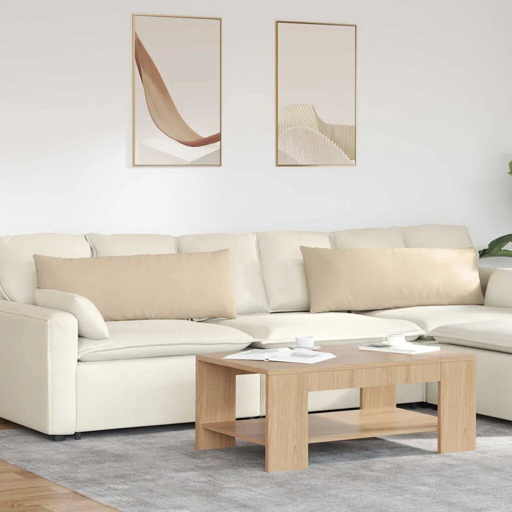 vidaXL Диван възглавници 2 бр. текстил Крем 120 x 40 cm
