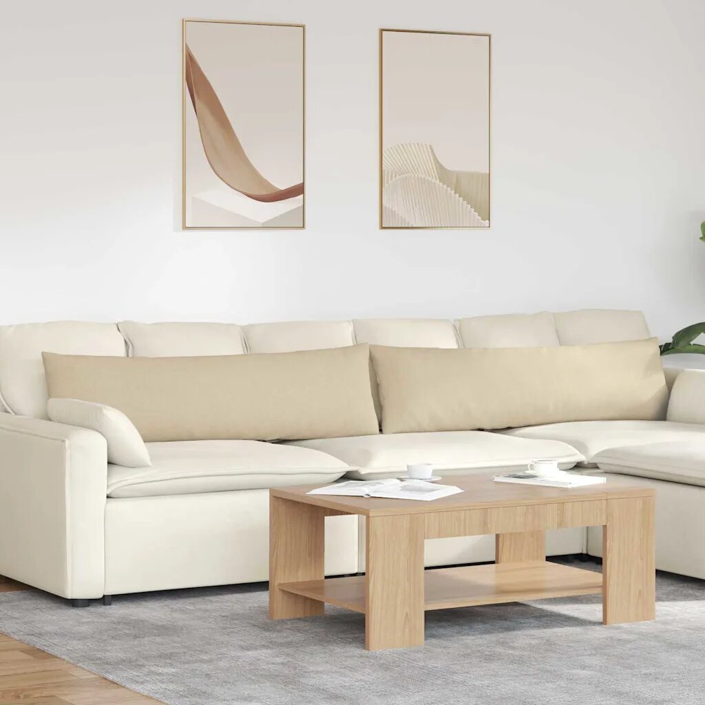 vidaXL Диван възглавници 2 бр. текстил Крем 145 x 40 см