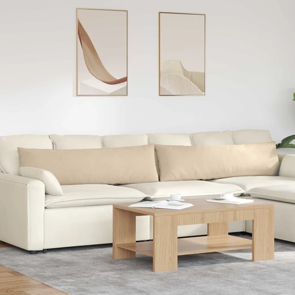 vidaXL Диван възглавници 2 бр. текстил Крем 145 x 40 см