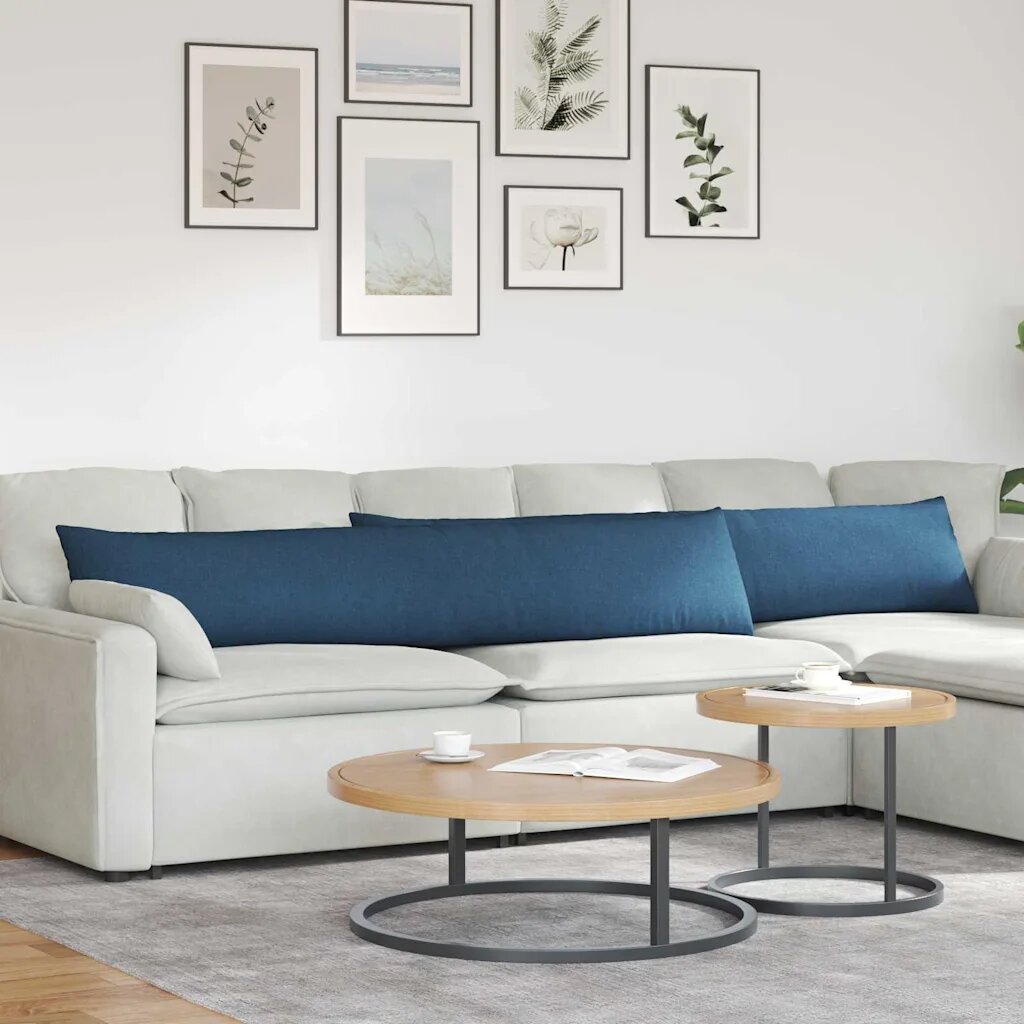 vidaXL Диван възглавници 2 бр. текстил Синьо 200 x 40 см