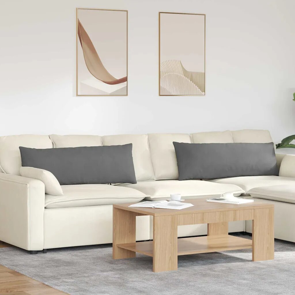 vidaXL Диван възглавници 2 бр. текстил Тъмен сив 120 x 40 cm