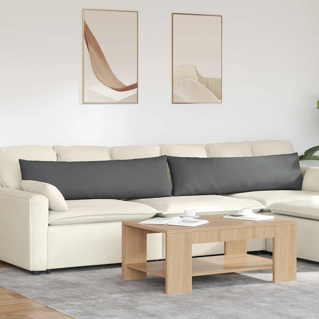 vidaXL Диван възглавници 2 бр. текстил Тъмен сив 145 x 40 см