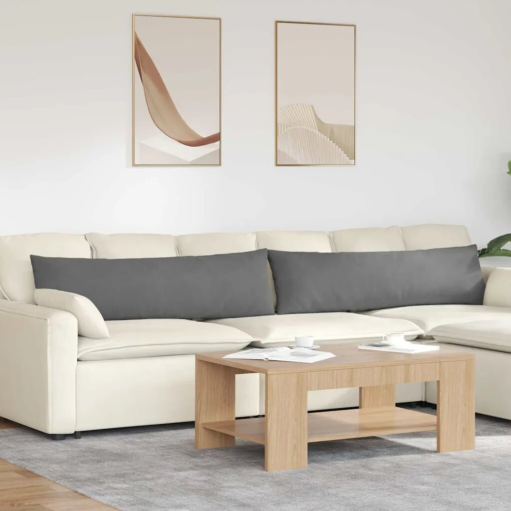 vidaXL Диван възглавници 2 бр. текстил Тъмен сив 145 x 40 см