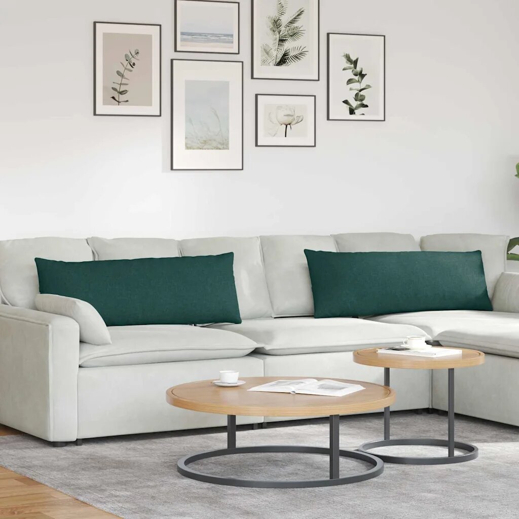 vidaXL Диван възглавници 2 бр. текстил Тъмен зелен 120 x 40 cm