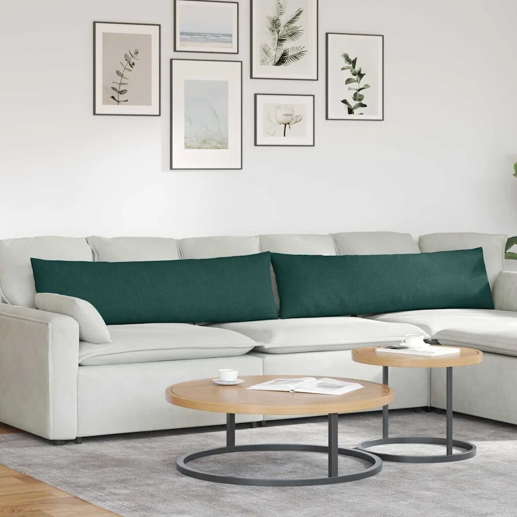 vidaXL Диван възглавници 2 бр. текстил Тъмен зелен 145 x 40 см