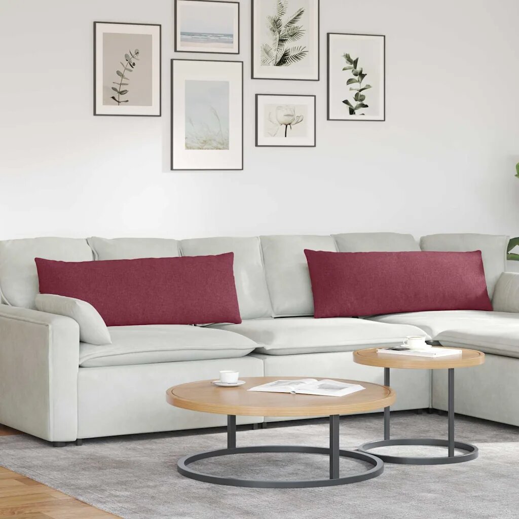 vidaXL Диван възглавници 2 бр. текстил Виненочервен 120 x 40 cm