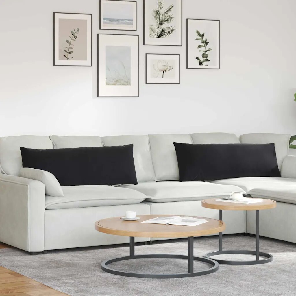 vidaXL Диван възглавници 2 pcs Черно 120 x 40 cm Кордюрова тъкан