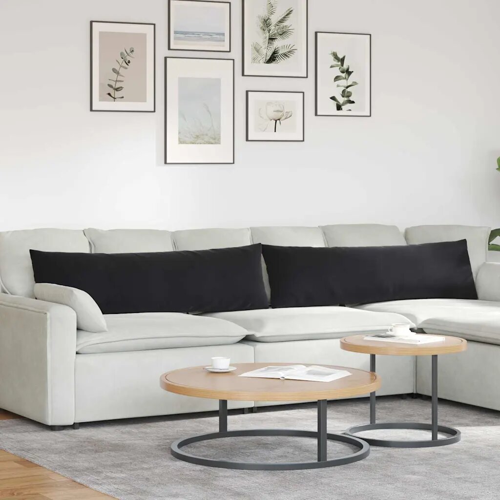 vidaXL Диван възглавници 2 pcs Черно 145 x 40 см Кордюрова тъкан