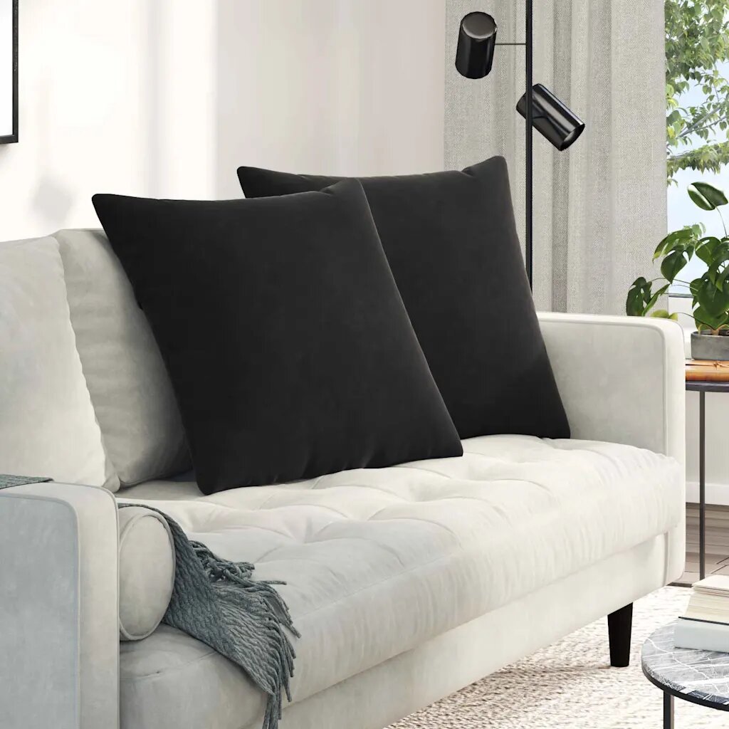vidaXL Диван възглавници 2 pcs Черно 60 x 60 cm Кордюрова тъкан