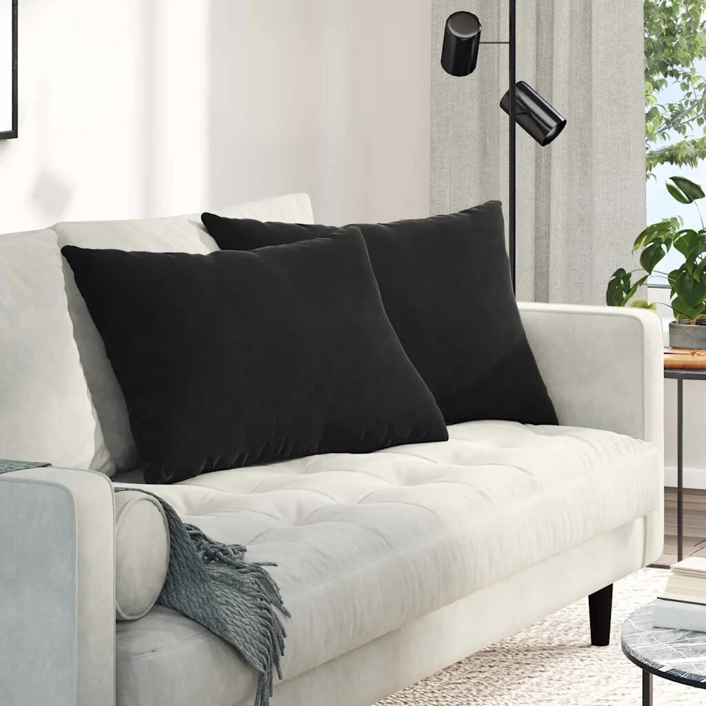 vidaXL Диван възглавници 2 pcs Черно 70 x 50 cm Кордюрова тъкан
