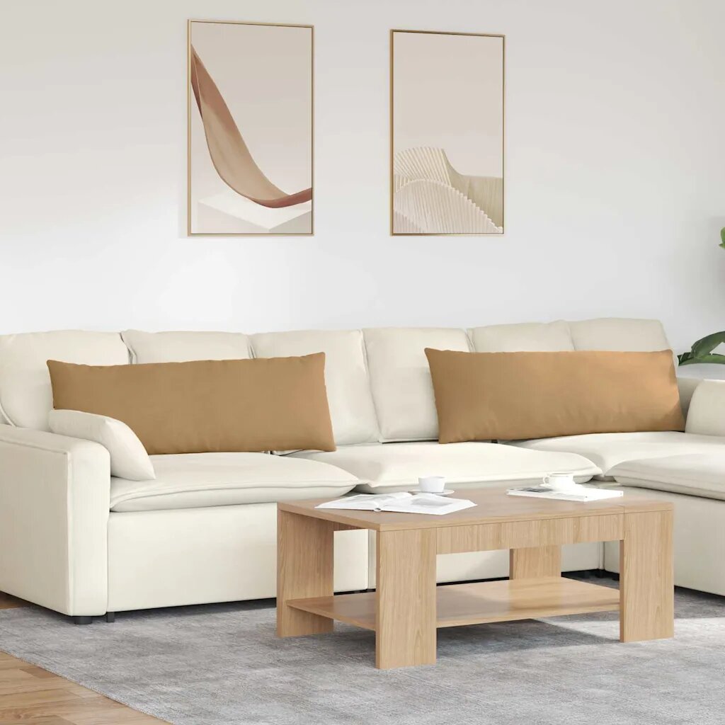 vidaXL Диван възглавници 2 pcs Кафяво 120 x 40 cm Кордюрова тъкан