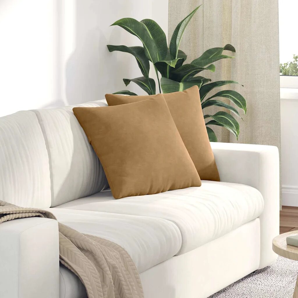 vidaXL Диван възглавници 2 pcs Кафяво 45 x 45 cm Кордюрова тъкан