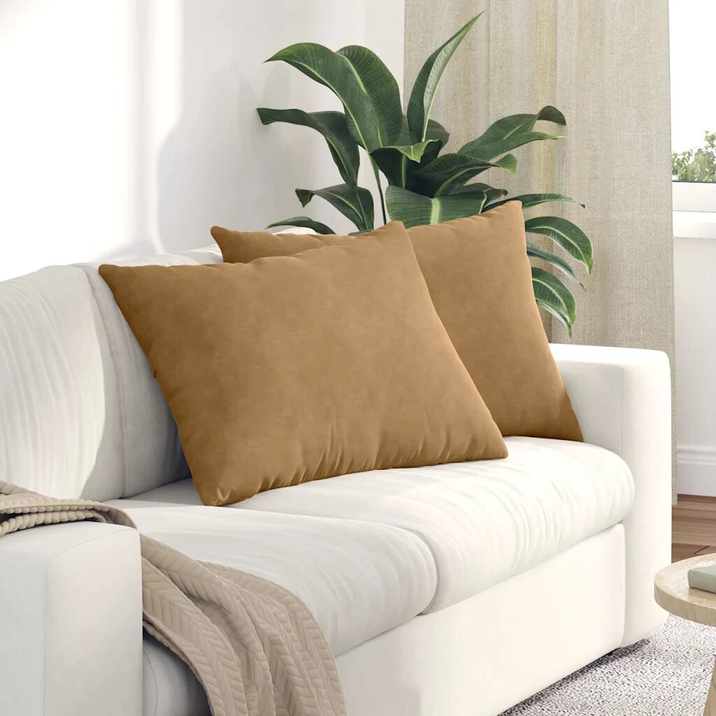 vidaXL Диван възглавници 2 pcs Кафяво 70 x 50 cm Кордюрова тъкан