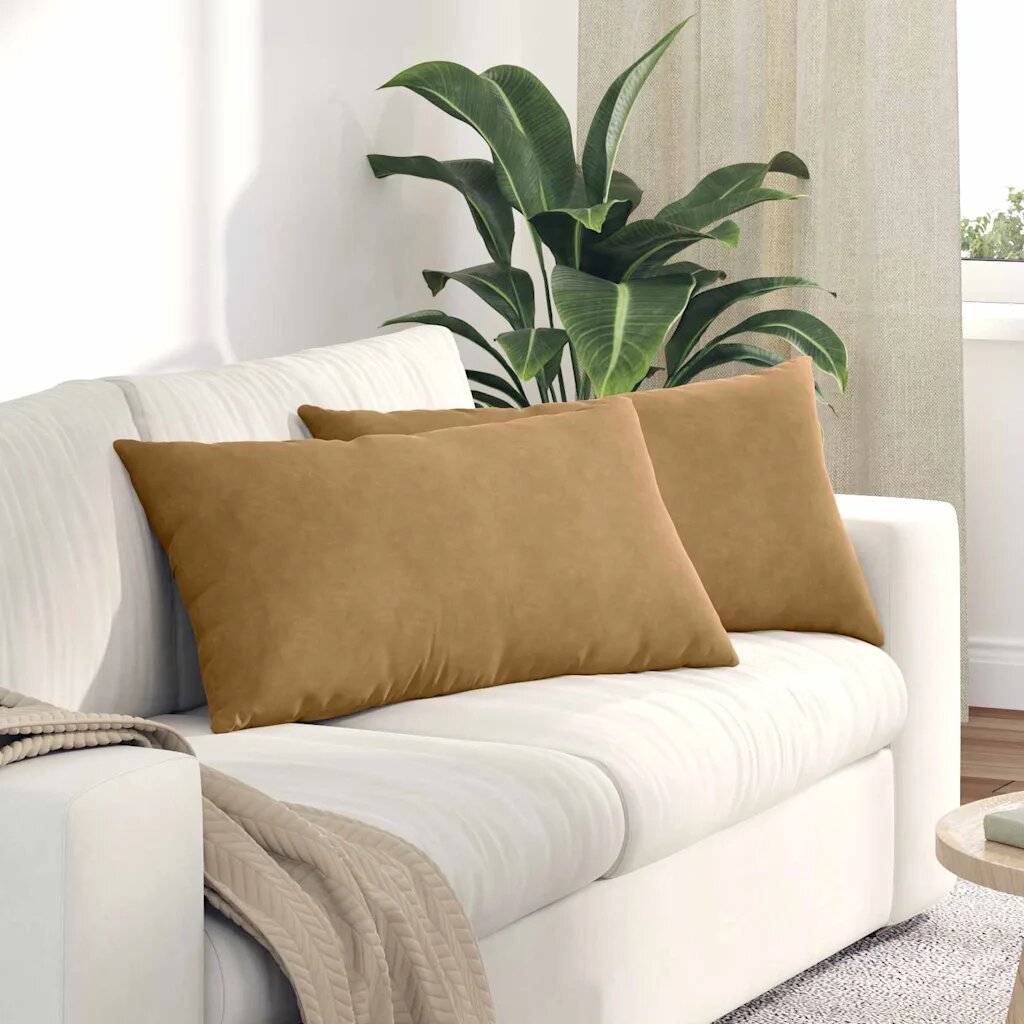 vidaXL Диван възглавници 2 pcs Кафяво 80 x 40 cm Кордюрова тъкан