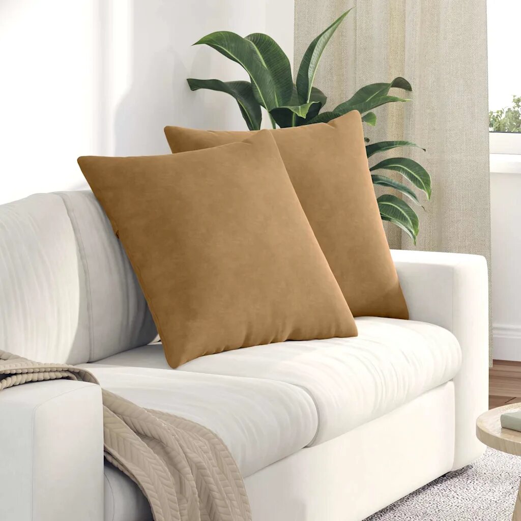 vidaXL Диван възглавници 2 pcs Кафяво 80 x 80 cm Кордюрова тъкан