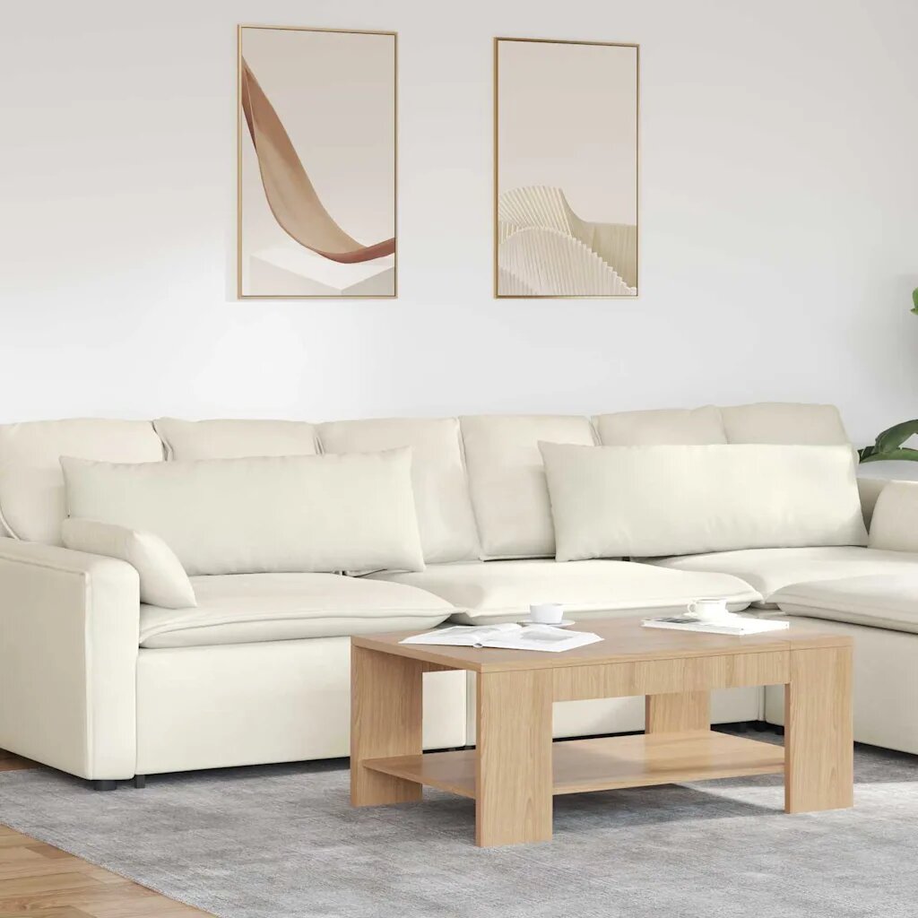 vidaXL Диван възглавници 2 pcs Крем 120 x 40 cm Кордюрова тъкан
