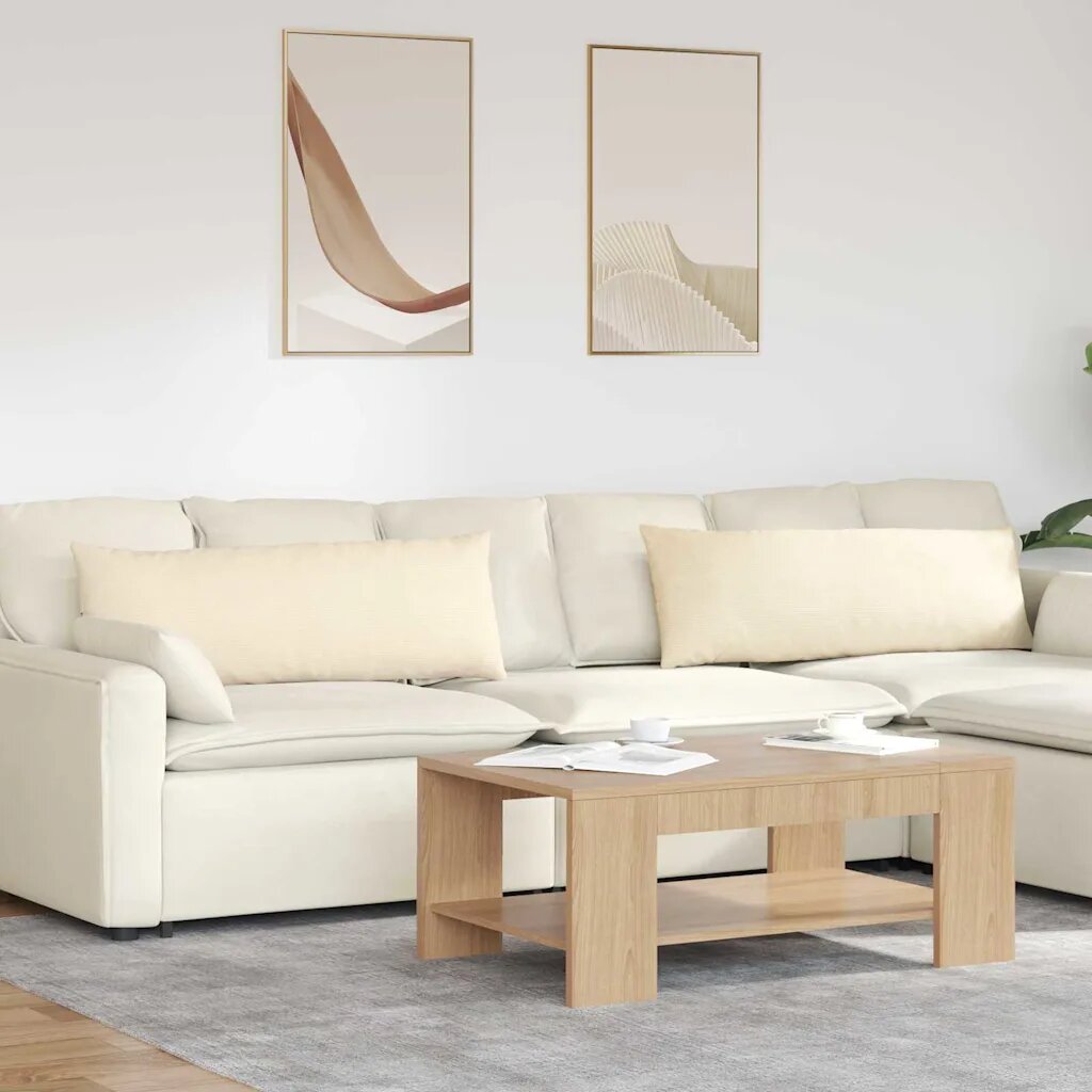 vidaXL Диван възглавници 2 pcs Крем 120 x 40 cm Кордюрова тъкан