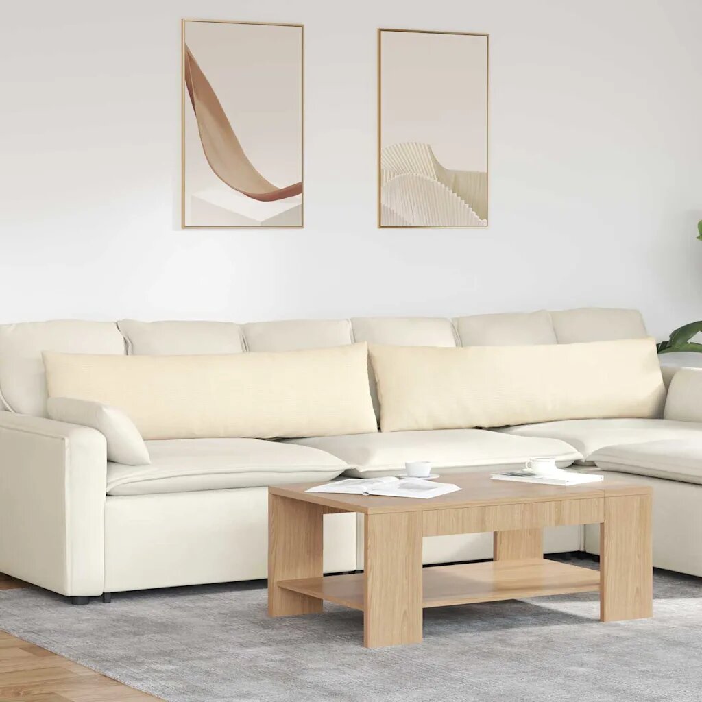vidaXL Диван възглавници 2 pcs Крем 145 x 40 см Кордюрова тъкан