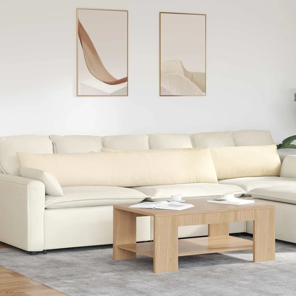 vidaXL Диван възглавници 2 pcs Крем 200 x 40 см Кордюрова тъкан