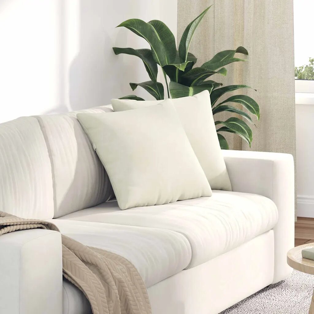 vidaXL Диван възглавници 2 pcs Крем 45 x 45 cm Кордюрова тъкан