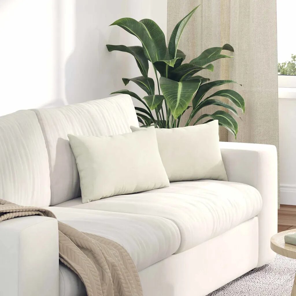 vidaXL Диван възглавници 2 pcs Крем 50 x 30 cm Кордюрова тъкан