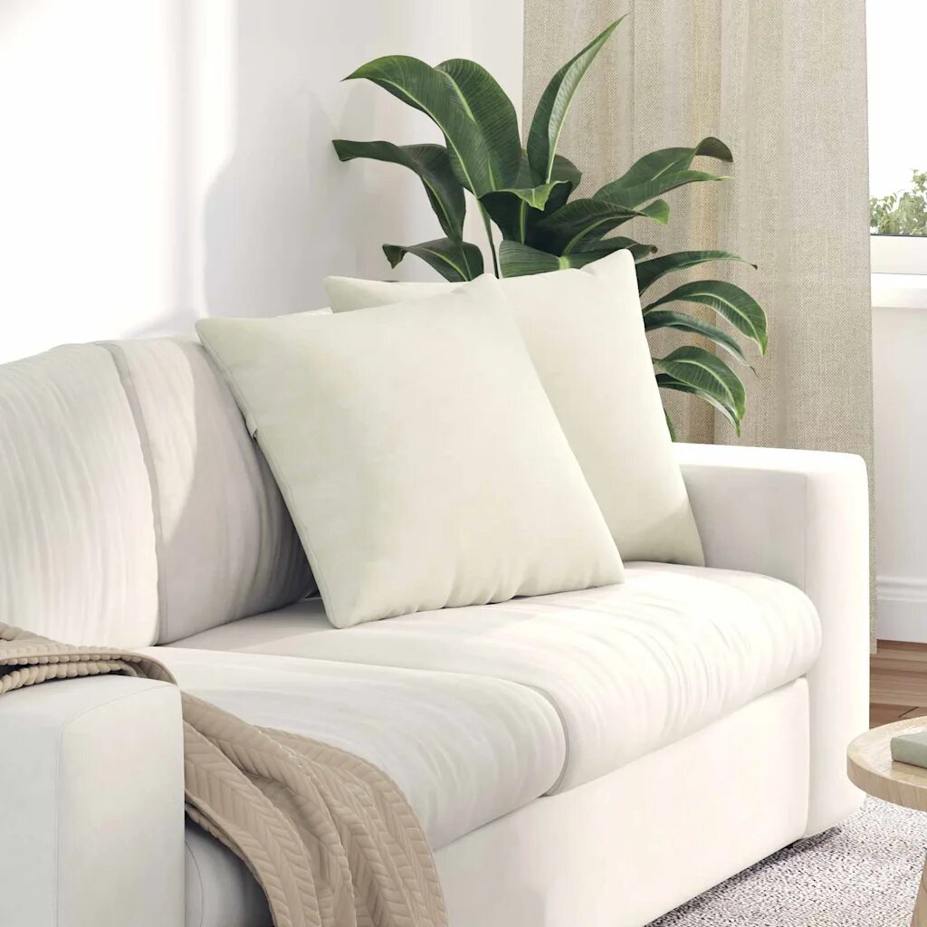 vidaXL Диван възглавници 2 pcs Крем 50 x 50 cm Кордюрова тъкан