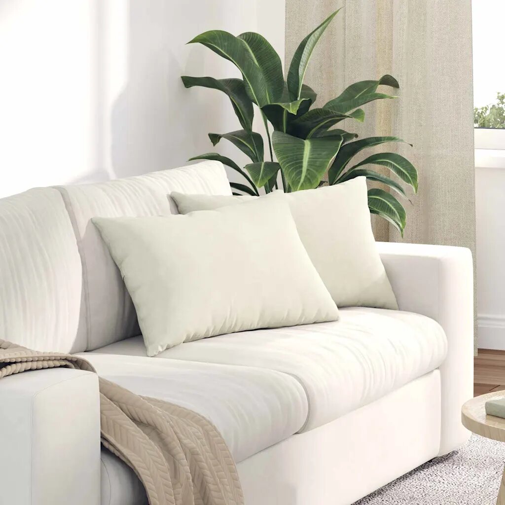 vidaXL Диван възглавници 2 pcs Крем 60 x 40 cm Кордюрова тъкан