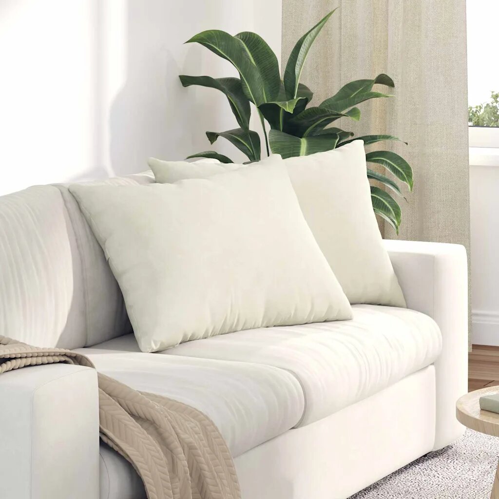 vidaXL Диван възглавници 2 pcs Крем 70 x 50 cm Кордюрова тъкан