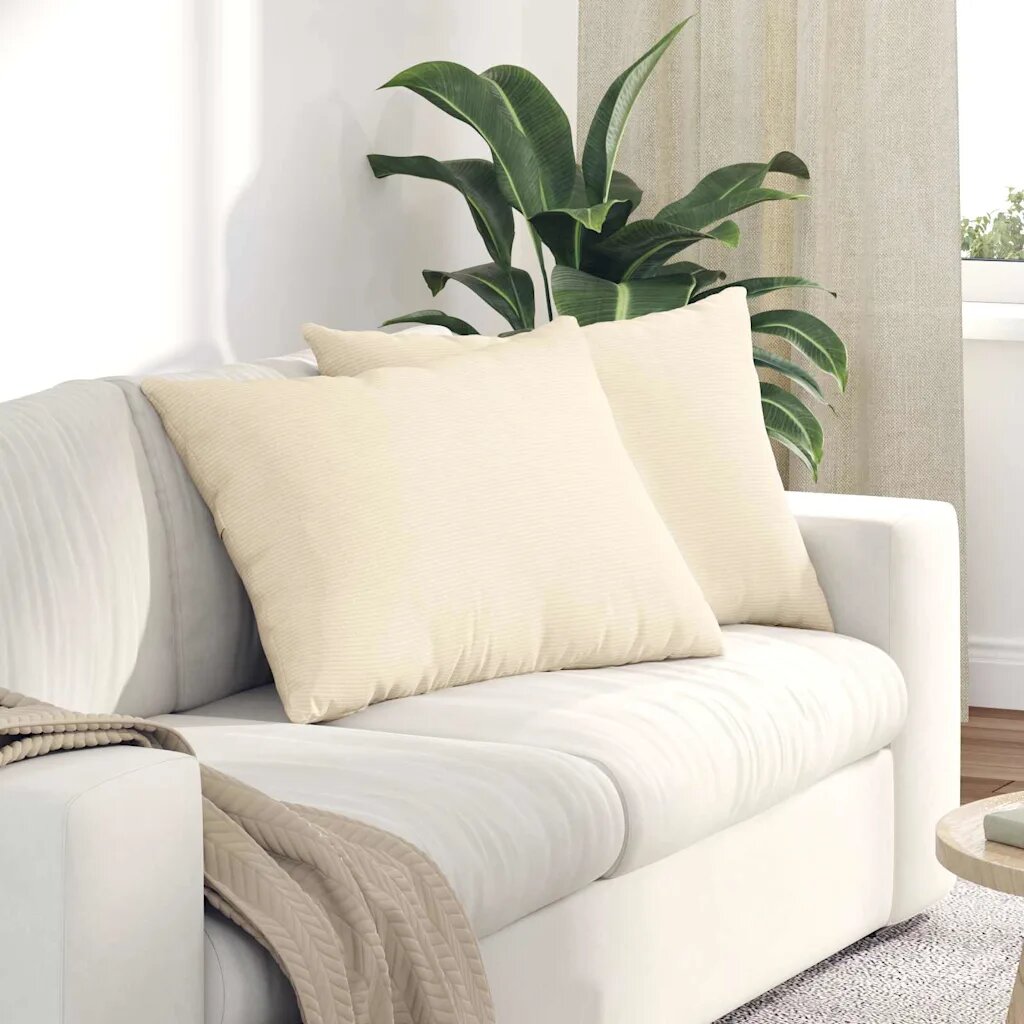 vidaXL Диван възглавници 2 pcs Крем 70 x 50 cm Кордюрова тъкан