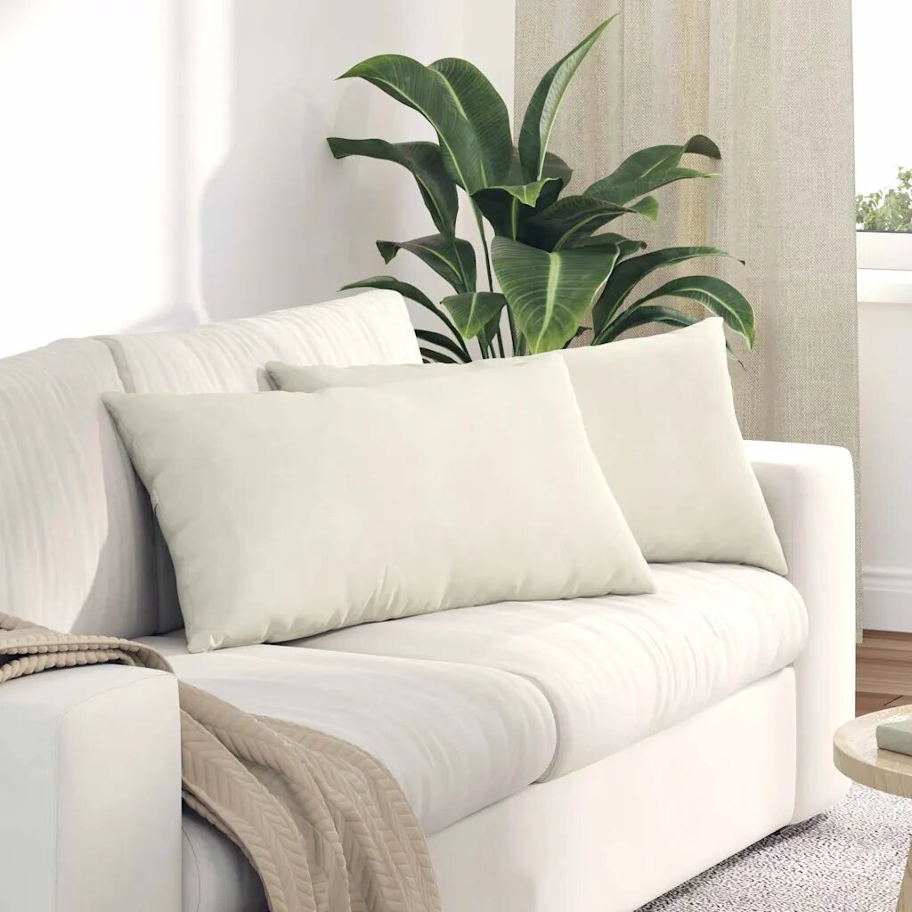vidaXL Диван възглавници 2 pcs Крем 80 x 40 cm Кордюрова тъкан