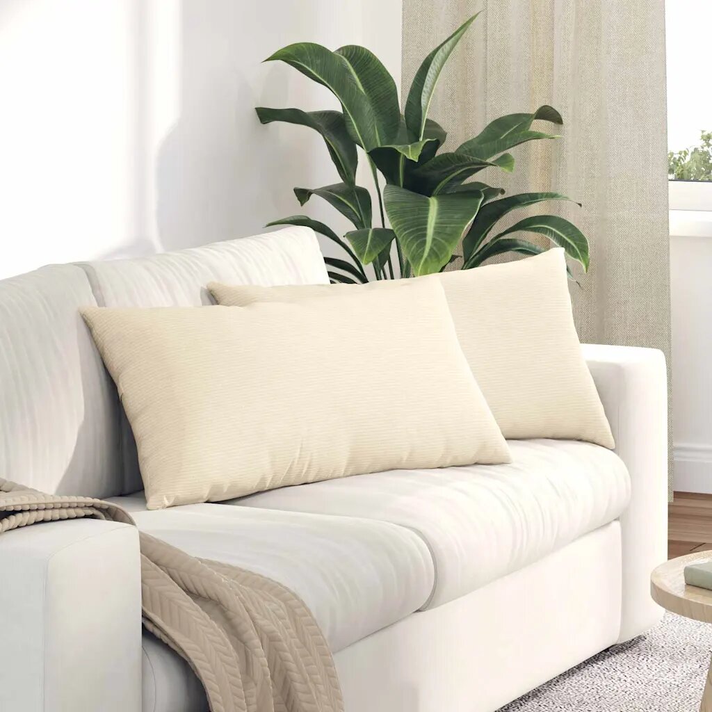 vidaXL Диван възглавници 2 pcs Крем 80 x 40 cm Кордюрова тъкан