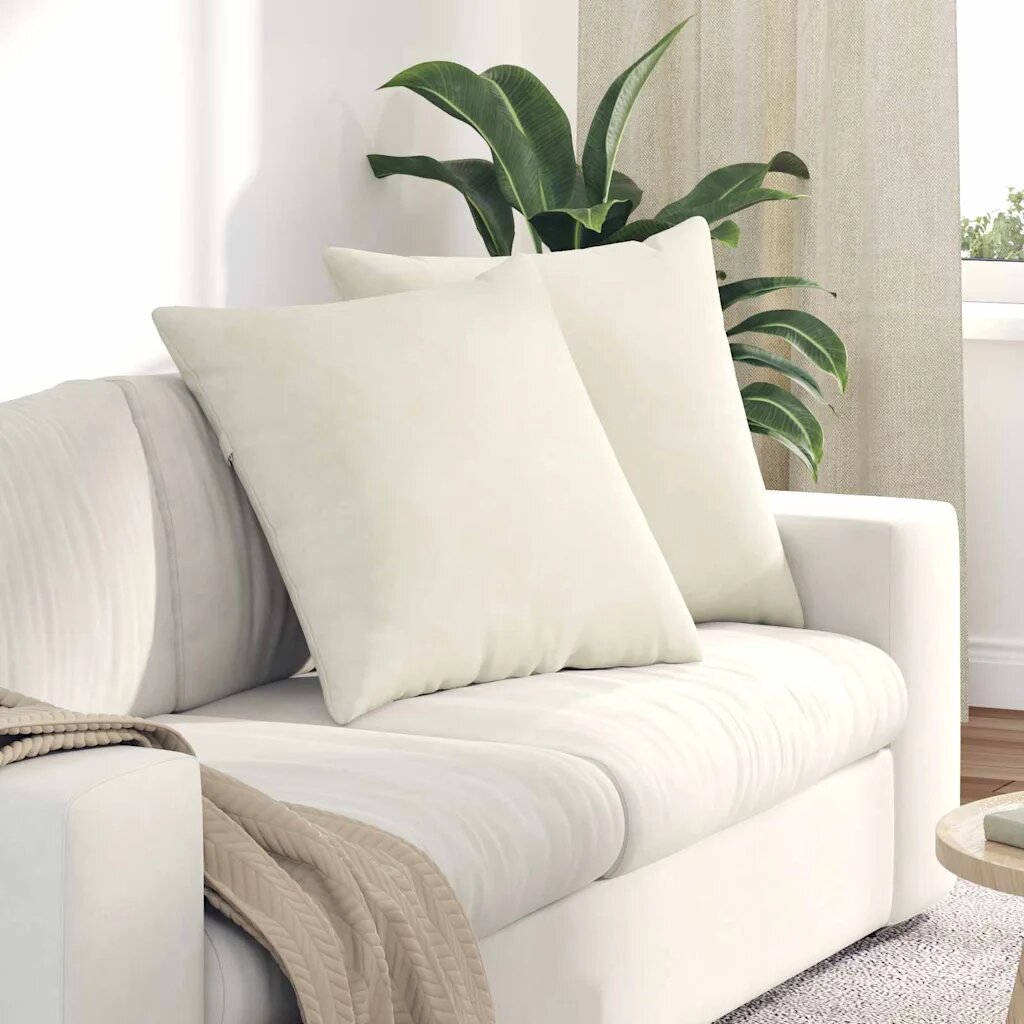 vidaXL Диван възглавници 2 pcs Крем 80 x 80 cm Кордюрова тъкан