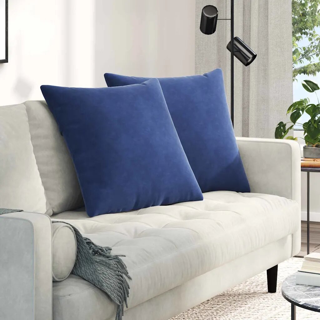 vidaXL Диван възглавници 2 pcs Полицейско синьо 80 x 80 cm