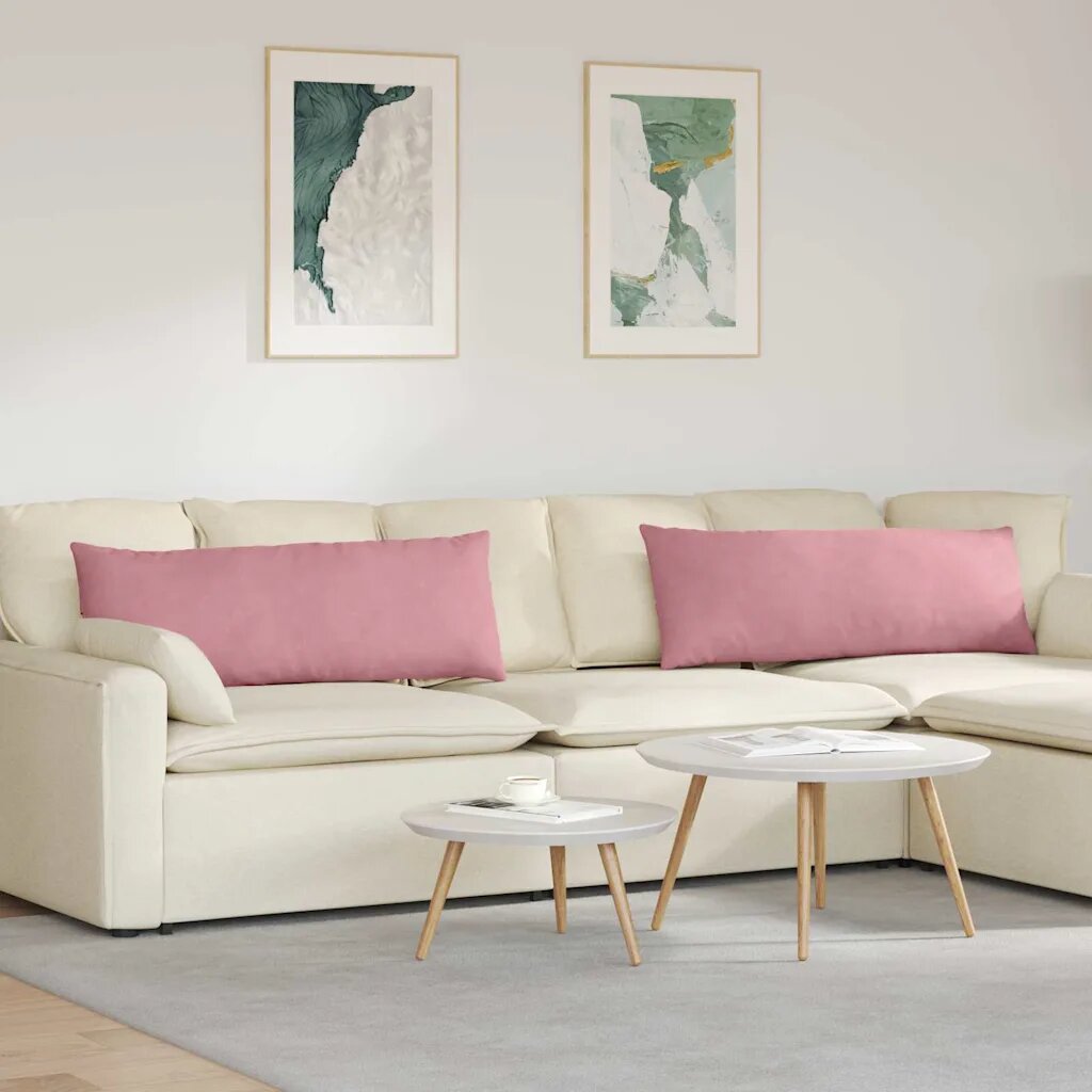 vidaXL Диван възглавници 2 pcs Розово 120 x 40 cm Кордюрова тъкан
