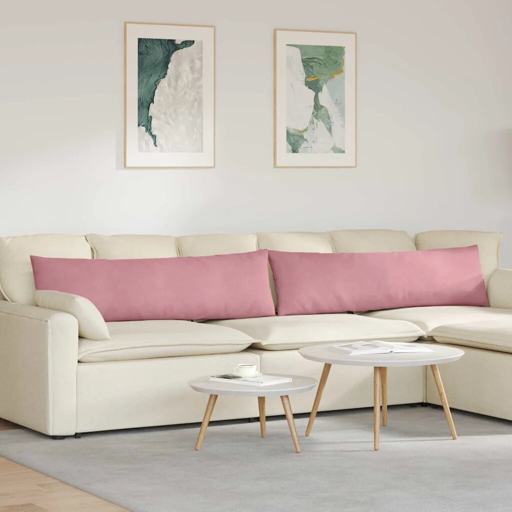 vidaXL Диван възглавници 2 pcs Розово 145 x 40 см Кордюрова тъкан