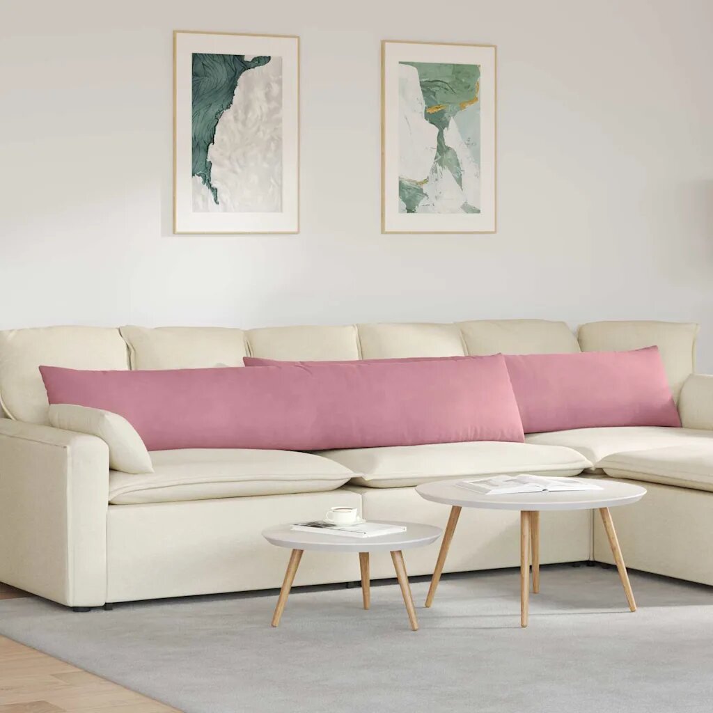 vidaXL Диван възглавници 2 pcs Розово 200 x 40 см Кордюрова тъкан