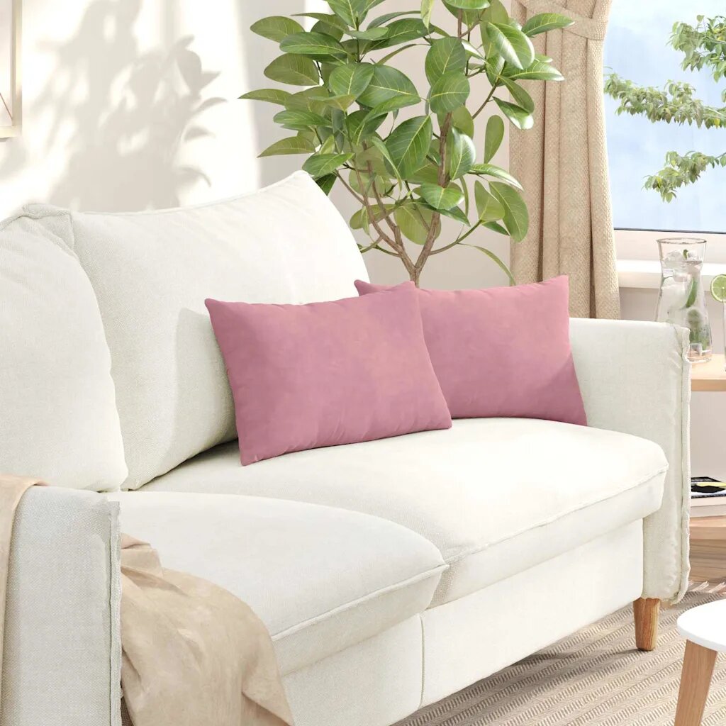 vidaXL Диван възглавници 2 pcs Розово 50 x 30 cm Кордюрова тъкан