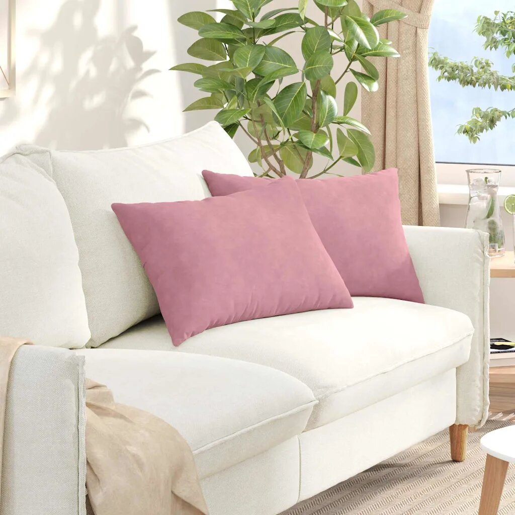 vidaXL Диван възглавници 2 pcs Розово 60 x 40 cm Кордюрова тъкан