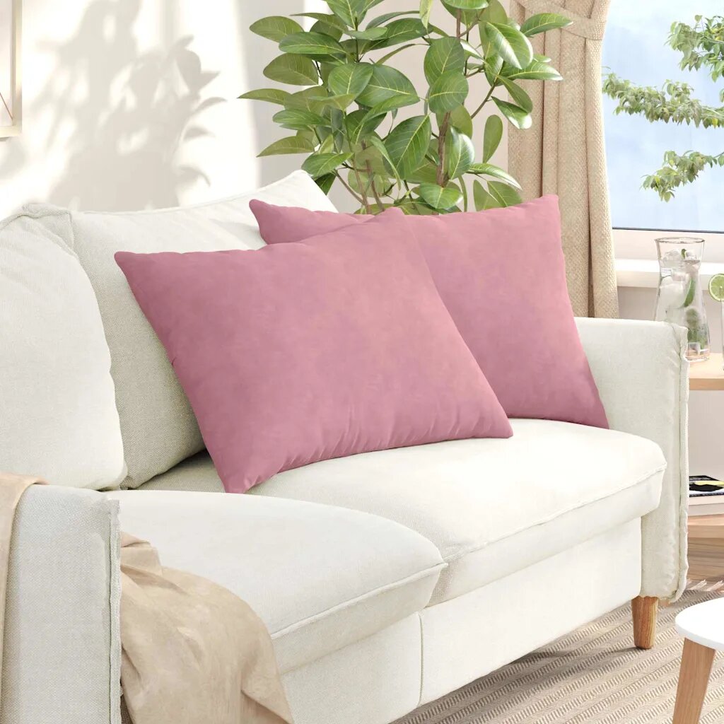 vidaXL Диван възглавници 2 pcs Розово 70 x 50 cm Кордюрова тъкан
