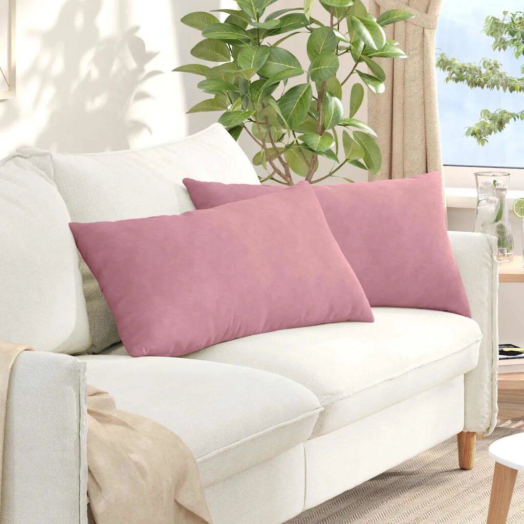 vidaXL Диван възглавници 2 pcs Розово 80 x 40 cm Кордюрова тъкан