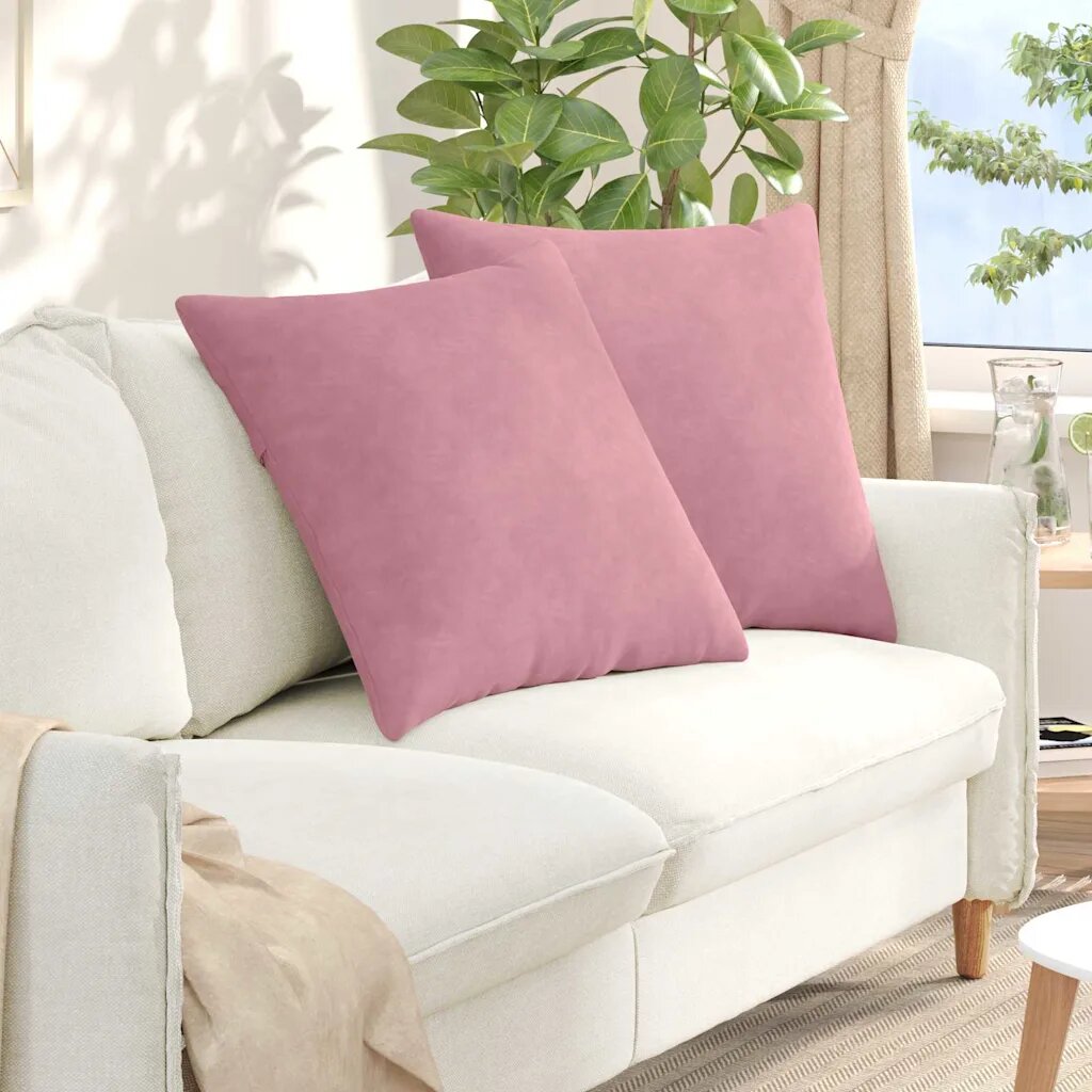 vidaXL Диван възглавници 2 pcs Розово 80 x 80 cm Кордюрова тъкан