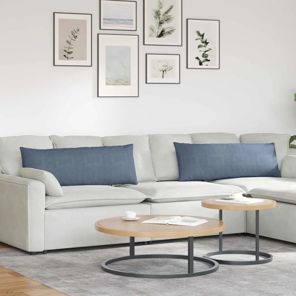 vidaXL Диван възглавници 2 pcs Синьо 120 x 40 cm Кордюрова тъкан