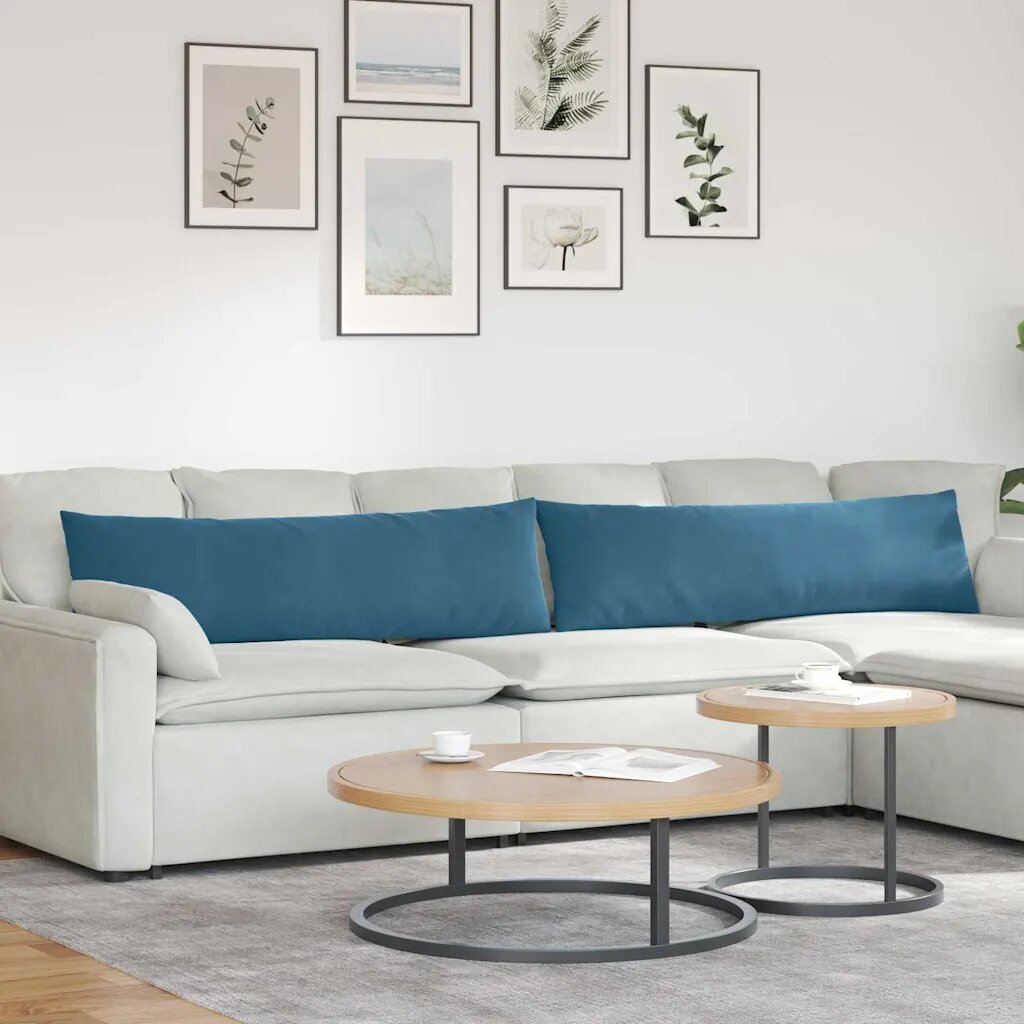vidaXL Диван възглавници 2 pcs Синьо 145 x 40 см Кордюрова тъкан