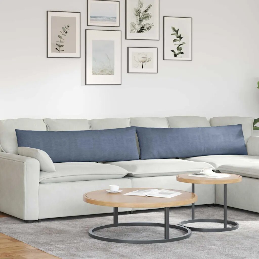 vidaXL Диван възглавници 2 pcs Синьо 145 x 40 см Кордюрова тъкан