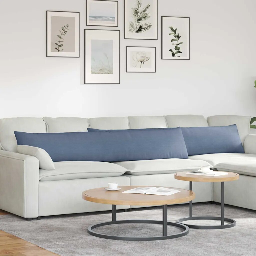 vidaXL Диван възглавници 2 pcs Синьо 200 x 40 см Кордюрова тъкан