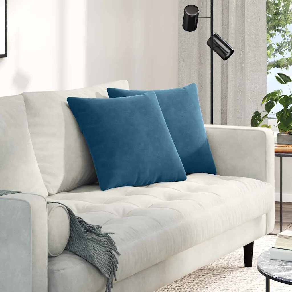 vidaXL Диван възглавници 2 pcs Синьо 45 x 45 cm Кордюрова тъкан