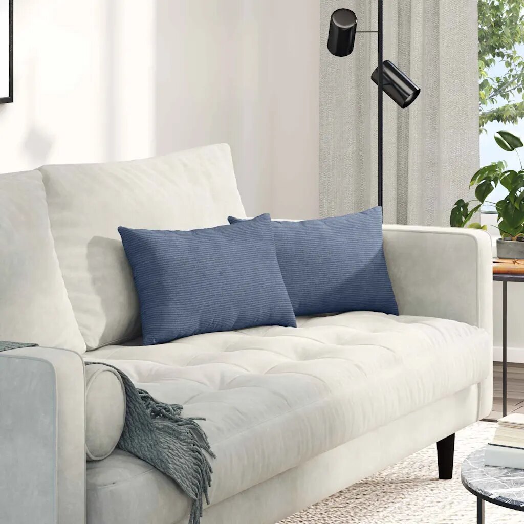 vidaXL Диван възглавници 2 pcs Синьо 50 x 30 cm Кордюрова тъкан