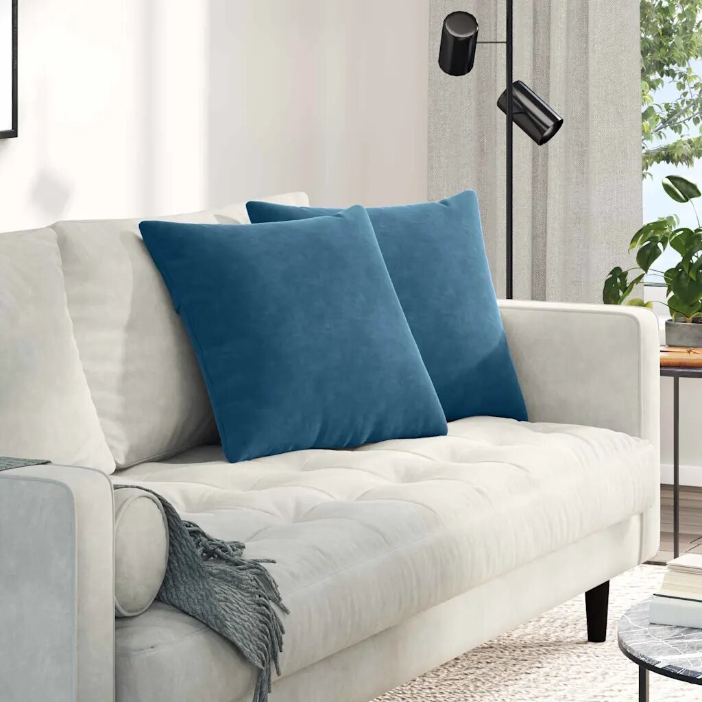 vidaXL Диван възглавници 2 pcs Синьо 50 x 50 cm Кордюрова тъкан