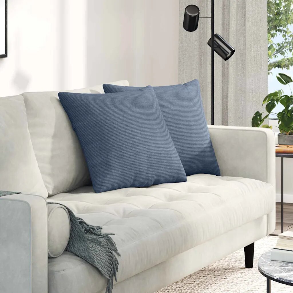 vidaXL Диван възглавници 2 pcs Синьо 50 x 50 cm Кордюрова тъкан